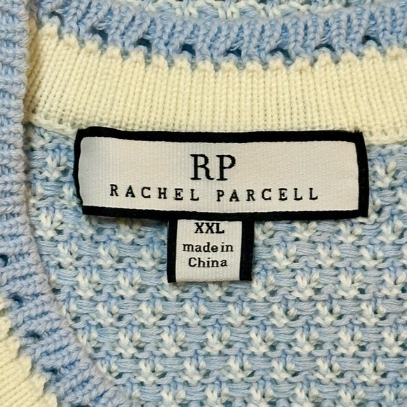 Rachel Parcell Tweed Knit Mini Dress Gold Buttons Preppy Academia Blue White XXL - Picture 7 of 13